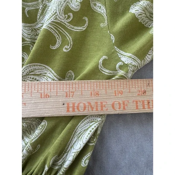 Daily Practice Green Paisley Midi Dress L Puff Sleeve Cottagecore Grandma Flowy - Picture 7 of 8